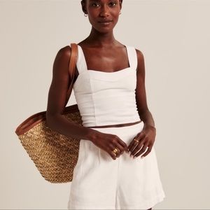 Abercrombie Linen Blend Corset Tops (XXS)